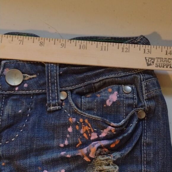 Delia's paint splattered Y2K style size 0 shorts pink orange blue - Picture 6 of 8